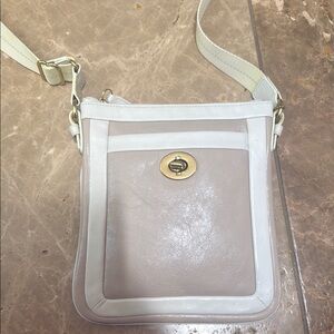 Elegant Cream and Tan Crossbody Bag